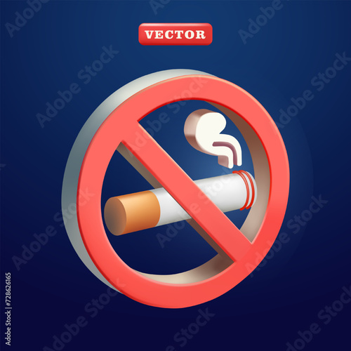 No smoking, 3d vector. Suitable for health, smoking ban and design elements