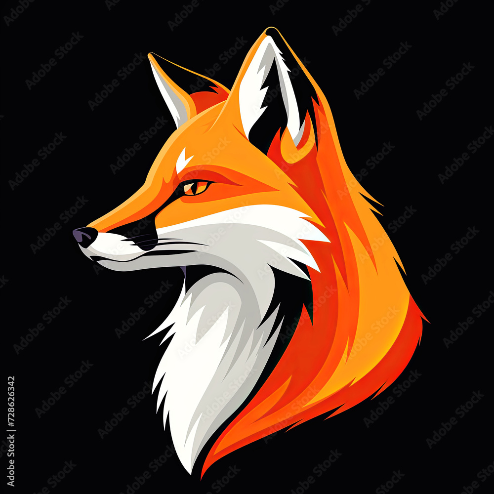 Fox logo illustration, vector style graphics. 
