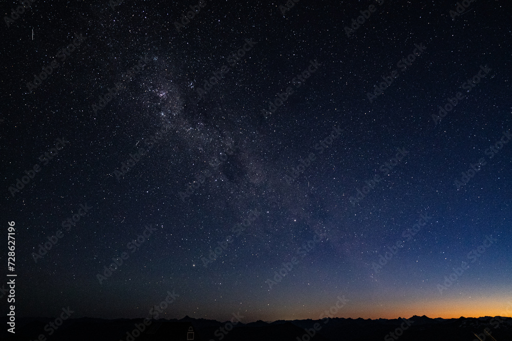 starry night sky and sun