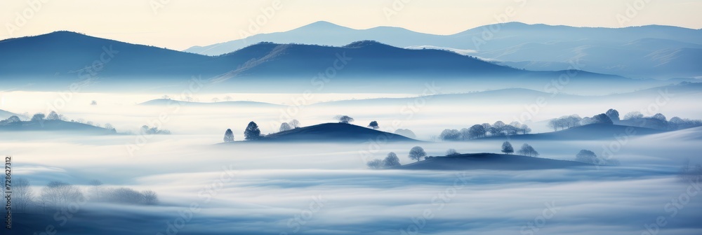 A Tranquil Abstract Of A Mist-Covered Hill, Background Image, Background For Banner, HD