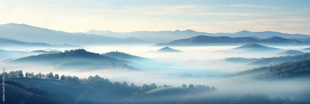 A Tranquil Abstract Of A Mist-Covered Hill, Background Image, Background For Banner, HD