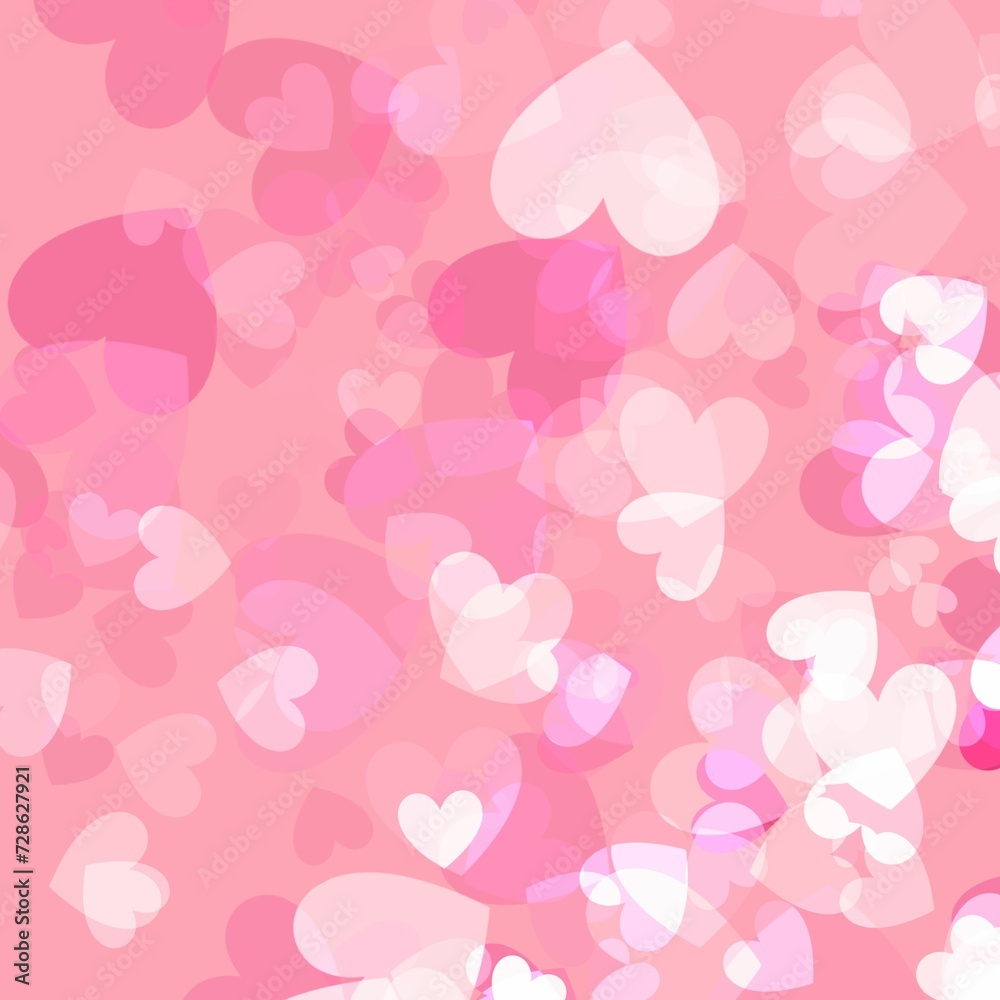 Abstract Pink Heart Bokeh Light Seamless Pattern: Valentine's Day Love Background 