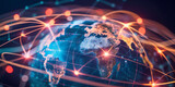 Digital world globe, concept of global network and connectivity on Earth, high speed data transfer and cyber technology, information exchange and international telecommunication