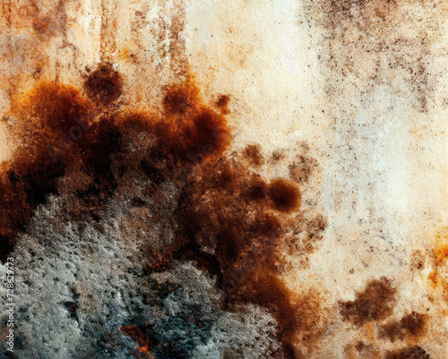 Mold Growth on Stained Plaster Wall Close-Up
