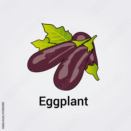 Icône Illustration Aubergine Violet Pourpre Vecteur Alimentation Naturel Bio