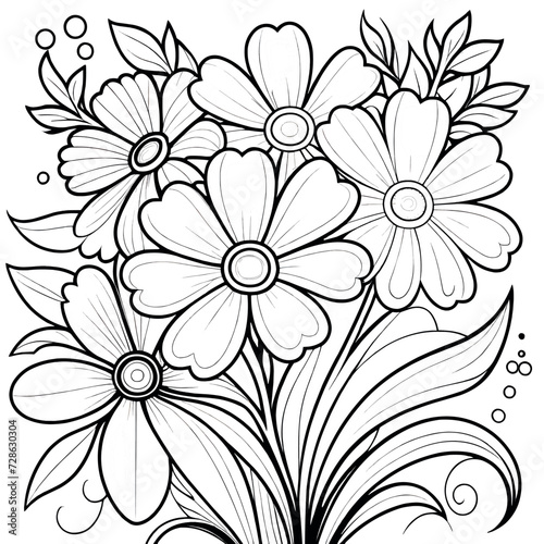 Luxury floral coloring book pages line art sketch