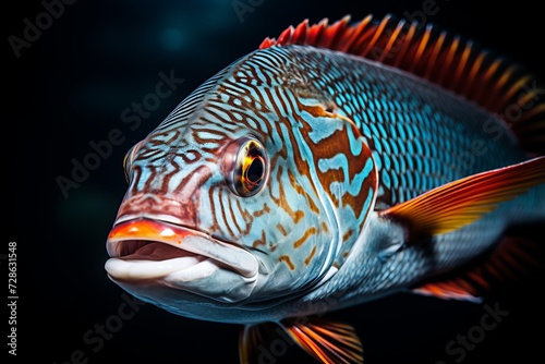 Majestic sumatran barb fish among vibrant coral reefs and aquatic plants in underwater scene