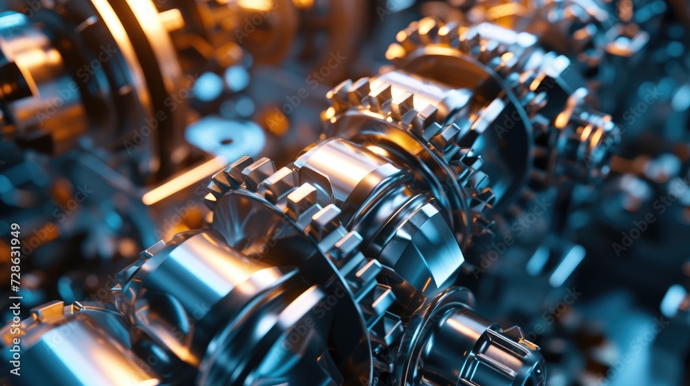 Abstract modern engine wallpaper, gears and cogs close-up technology background Abstract modern engine wallpaper, gears and cogs close-up technology background