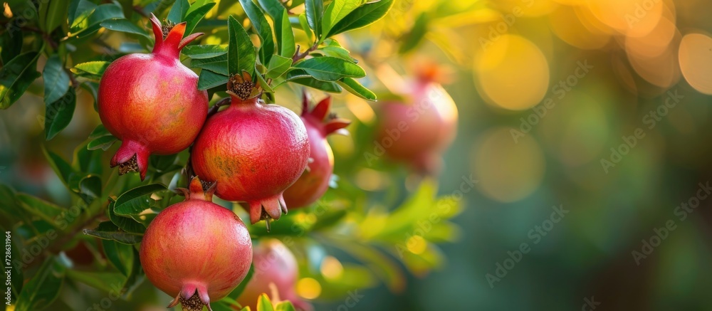 Immature pomegranate fruit on the tree. Immature pomegranate fruit on the tree.