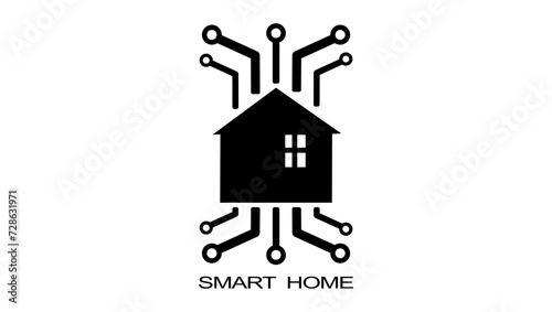 smart home logo, black isolated silhouette