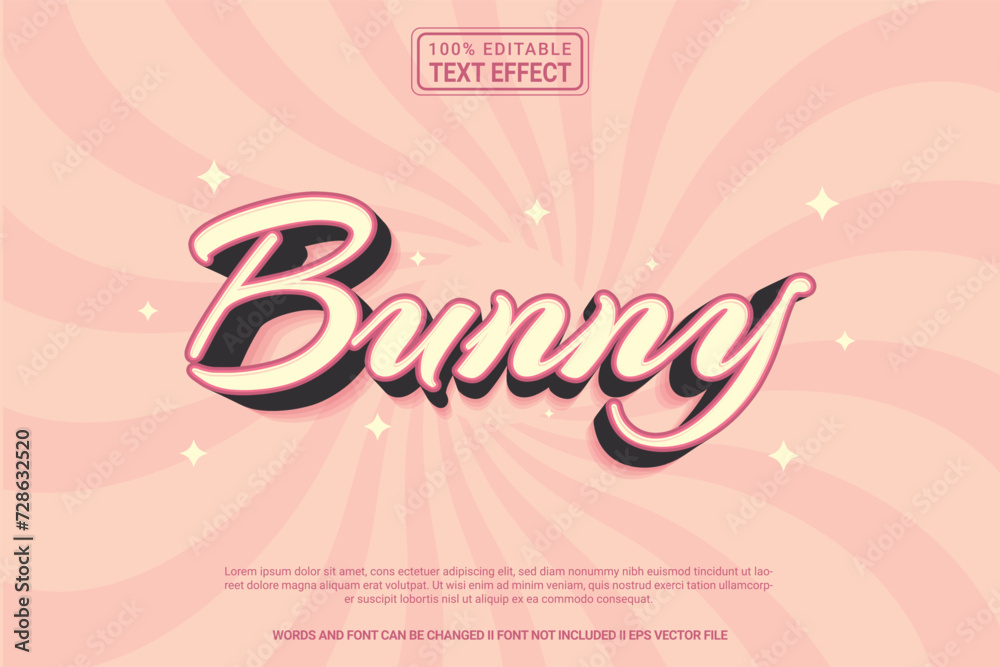 Editable text effect 3d style Bunny cartoon template modern premium vector Editable text effect 3d style Bunny cartoon template modern premium vector