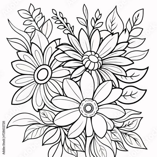 Luxury floral coloring book pages line art sketch