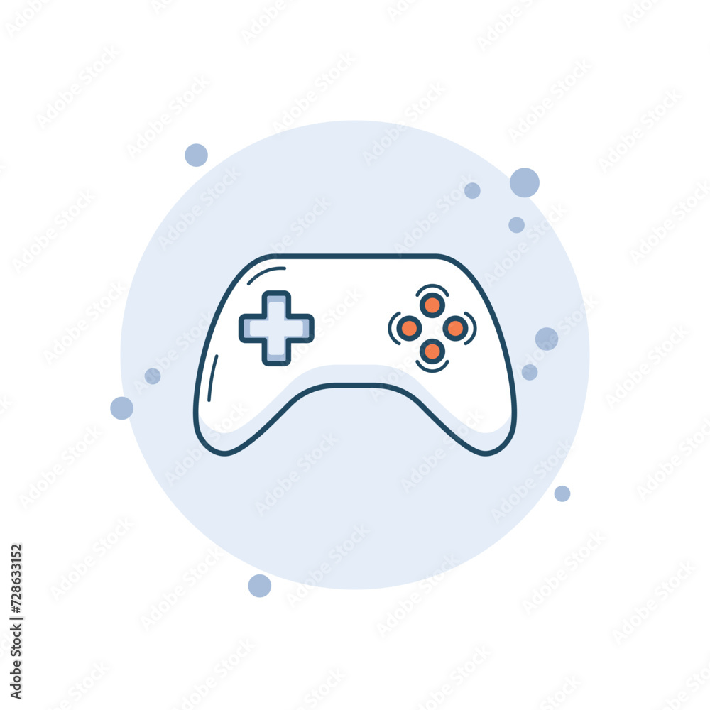 Cartoon gamepad icon vector illustration. Joystick on bubbles background. Controller sign concept.
