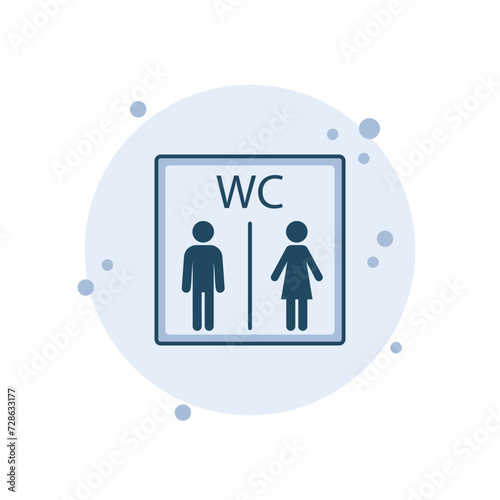 Cartoon toilet icon vector illustration. Restroom on bubbles background. WC sign concept.