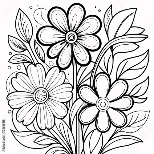 Luxury floral coloring book pages line art sketch