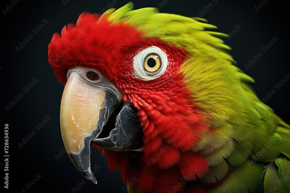 beautiful colorful parrot portrait close up