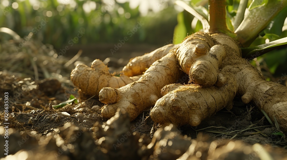 Obraz premium The ginger agricultural recovery and figure. copy space for text.