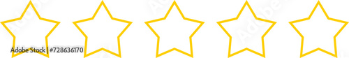 Star shape. Star icon. 5 Five Stars customer product rating review flat icon for apps and websites. Yellow star Rating symbol vector.