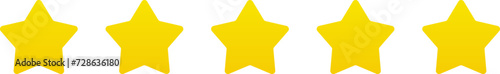 Star shape. Star icon. 5 Five Stars customer product rating review flat icon for apps and websites. Yellow star Rating symbol vector.