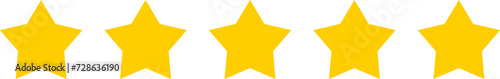 Star shape. Star icon. 5 Five Stars customer product rating review flat icon for apps and websites. Yellow star Rating symbol vector.