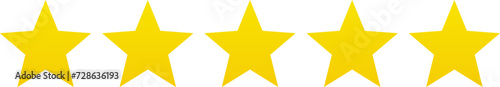 Star shape. Star icon. 5 Five Stars customer product rating review flat icon for apps and websites. Yellow star Rating symbol vector.