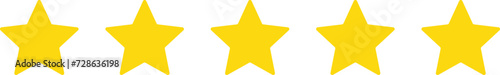 Star shape. Star icon. 5 Five Stars customer product rating review flat icon for apps and websites. Yellow star Rating symbol vector.