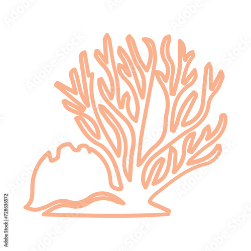 coral sea line icon set 
