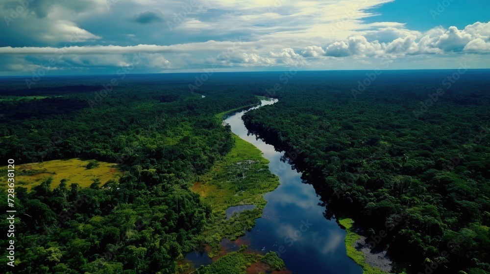Fascinating views of the Amazon rainforest from the air, slow shutter speed photography, 