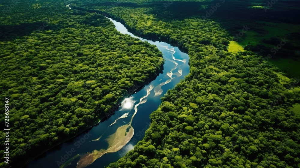 Fascinating views of the Amazon rainforest from the air, slow shutter speed photography