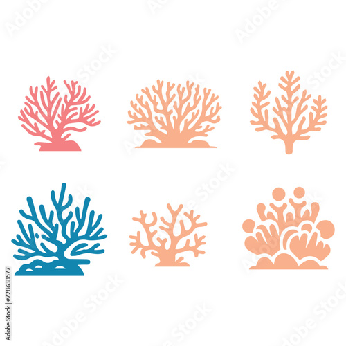 Fototapeta Naklejka Na Ścianę i Meble -  bundle coral sea icon set design