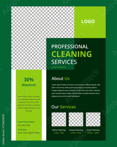 Vector cleaning service flyer poster design print ready template