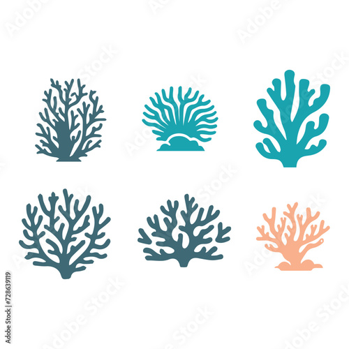 bundle coral sea icon set design