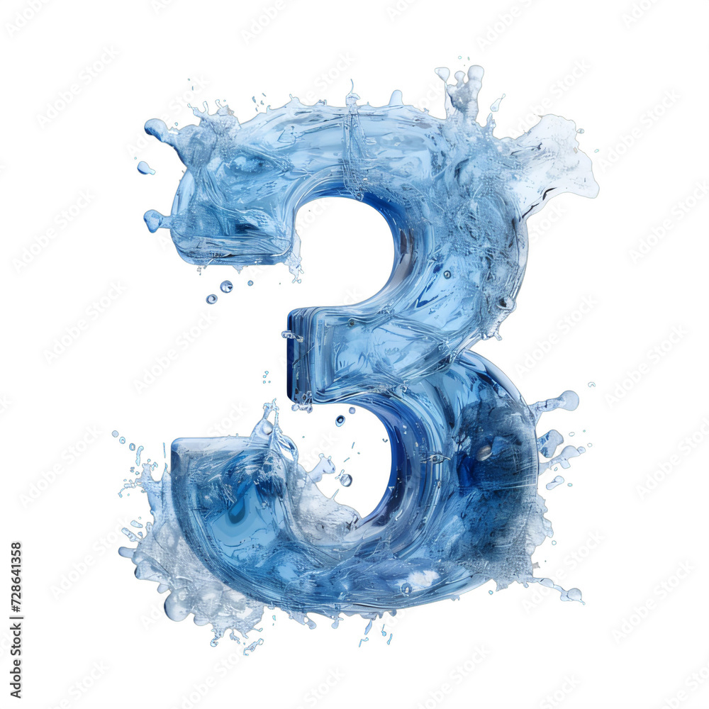 number 3 made of water on a transparent background png isolated number 3 made of water on a transparent background png isolated