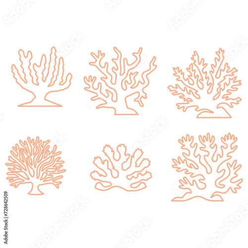 bundle coral sea line icons 