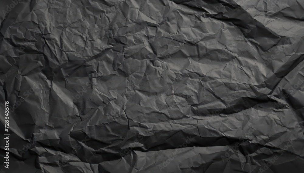 Heavy crumpled black paper texture in low light background Heavy crumpled black paper texture in low light background