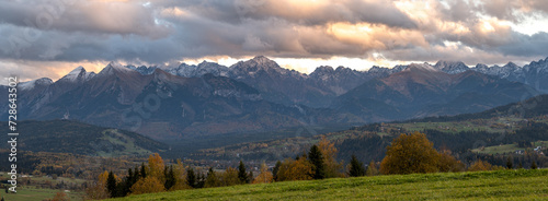 view of the mountains from another mountain in autumn  © Force