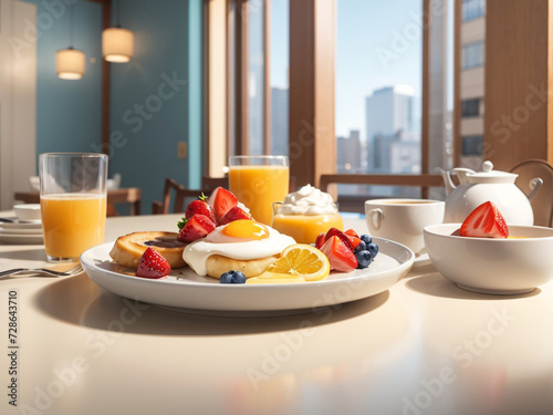 Gastronomic Morning Delight  Breakfast in Hotel - Rendering in the Style of Artistic Grandeur  