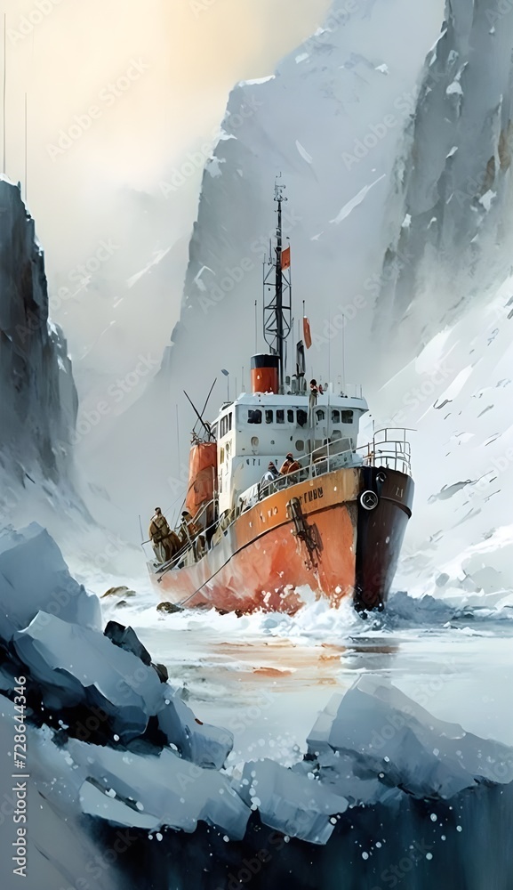 ship in the snow