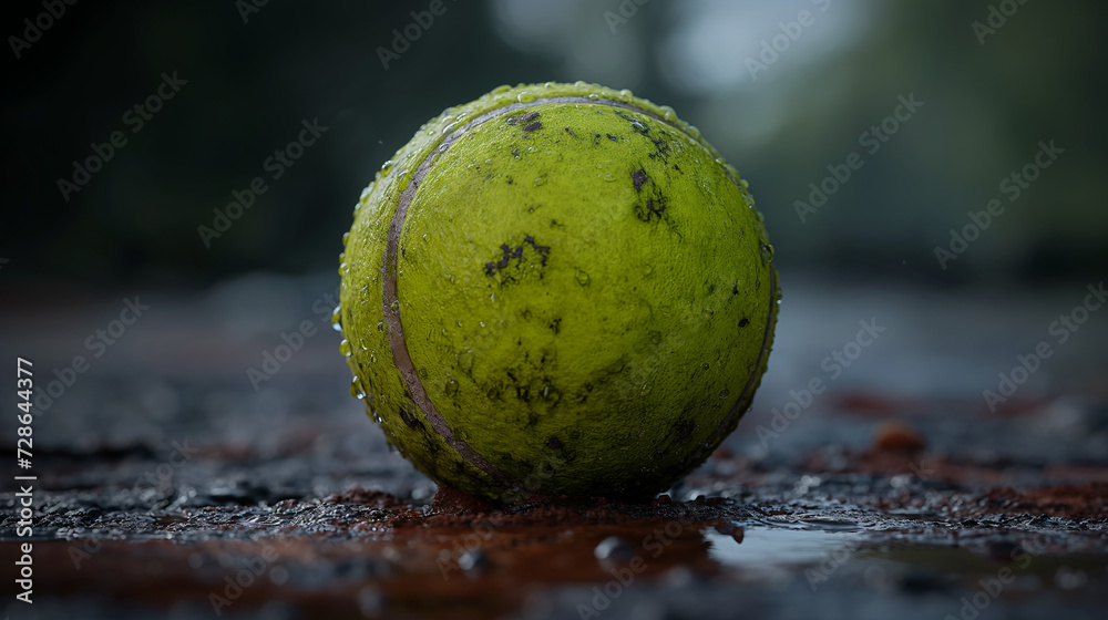 Tennis ball covered with mud. generative AI