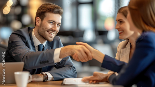 Professional Handshake at Business Meeting Indicating Partnership Success