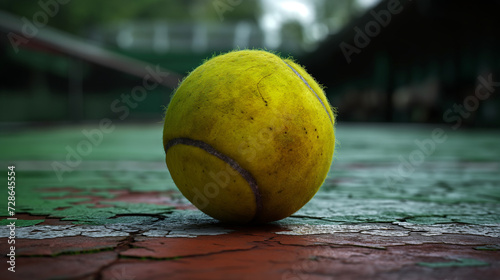 Tennis ball covered with mud. generative AI © Nim