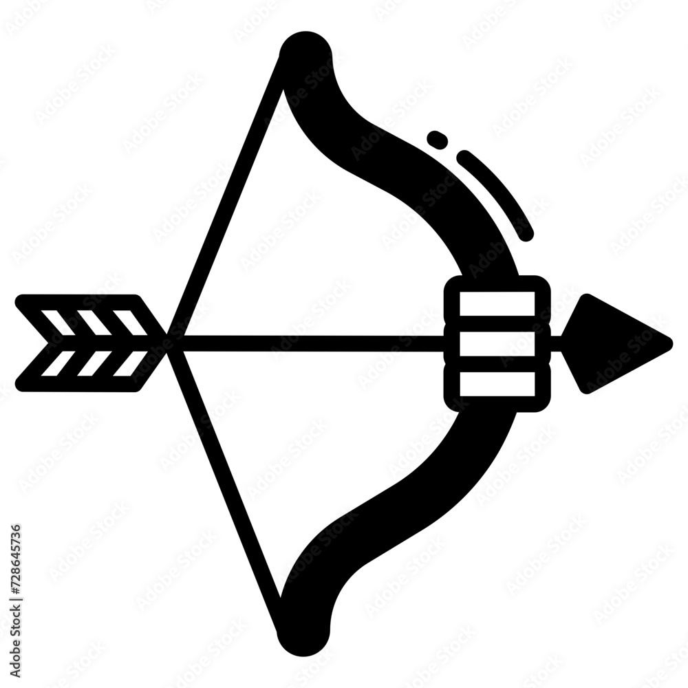 Bow glyph and line vector illustration