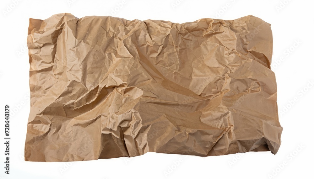 Crumpled brown shipping paper isolated on a white background