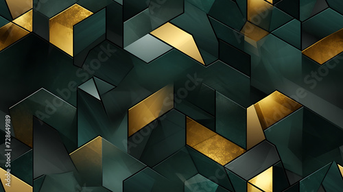 abstract art in rich dark green  silver and gold colors - Seamless tile. Endless and repeat print.