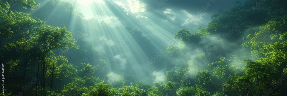 High-Resolution Sunlit Green Bamboo Forest, Background Image, Background For Banner, HD