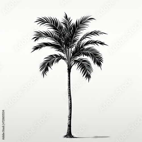 Elegant Monochrome Illustration of a Tropical Single Palm Tree 
