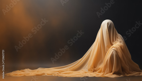 Ghost on a uniform background during the Day of the Dead in Mexico