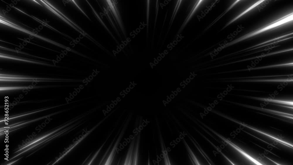 Anime speed line background animation on black. Radial Comic Light Speed Lines Moving
