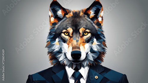 Portrait of wolf in a business suit.