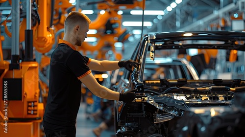 Amid the mechanical symphony of the assembly line, focused men meticulously craft each automobile, their expertise and precision shaping the future of transportation.